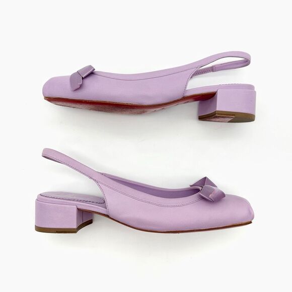 CHRISTIAN LOUBOUTIN Mamaflirt Slingback Ballet Heels Size 37.5 Purple Leather - Picture 4 of 13